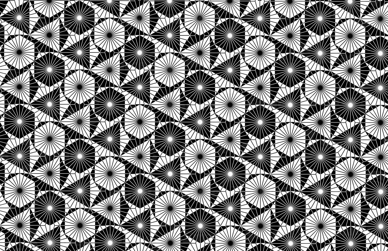 A pattern of spiked hexagons linked together