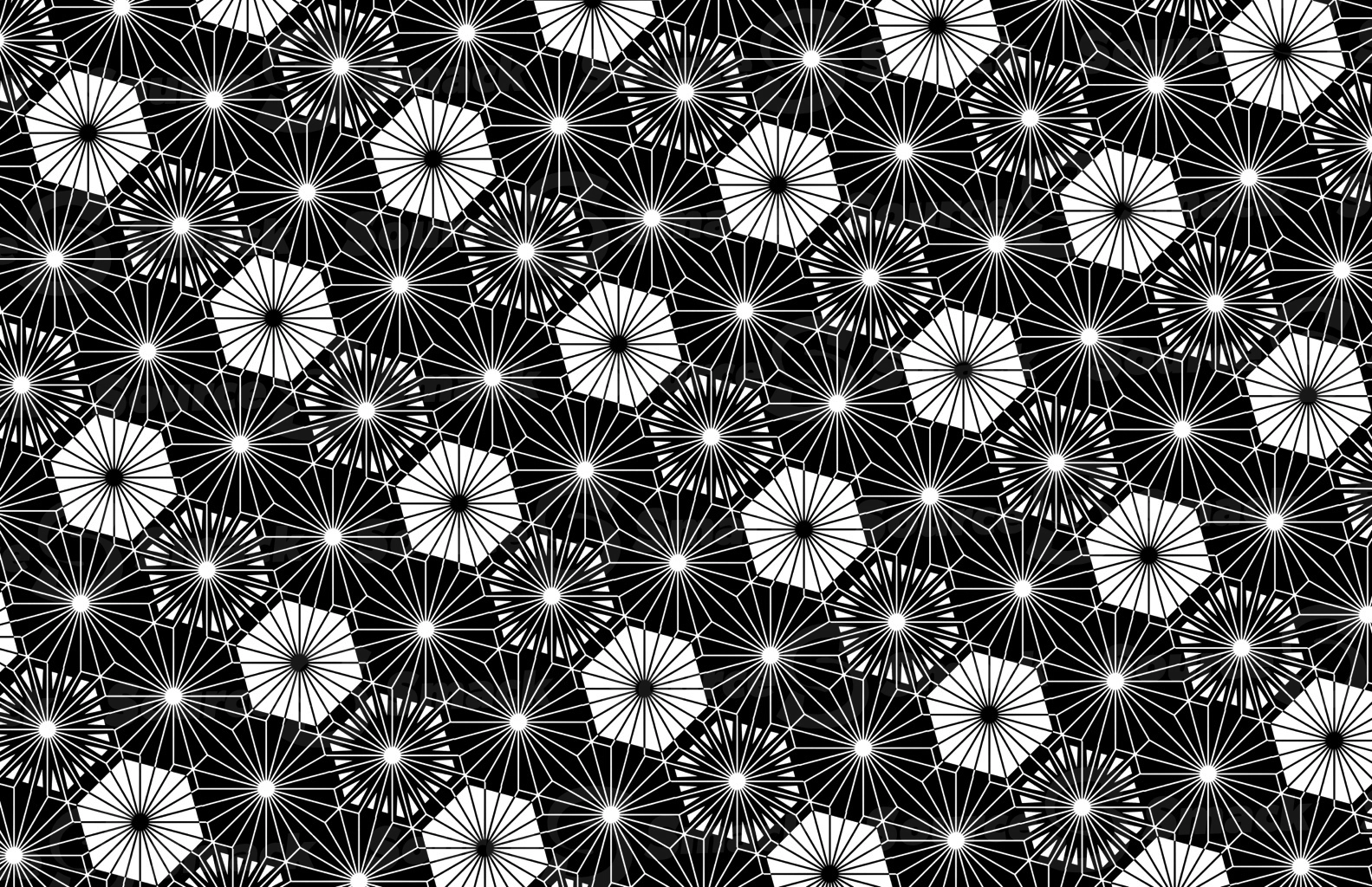 A pattern of spiked hexagons linked together