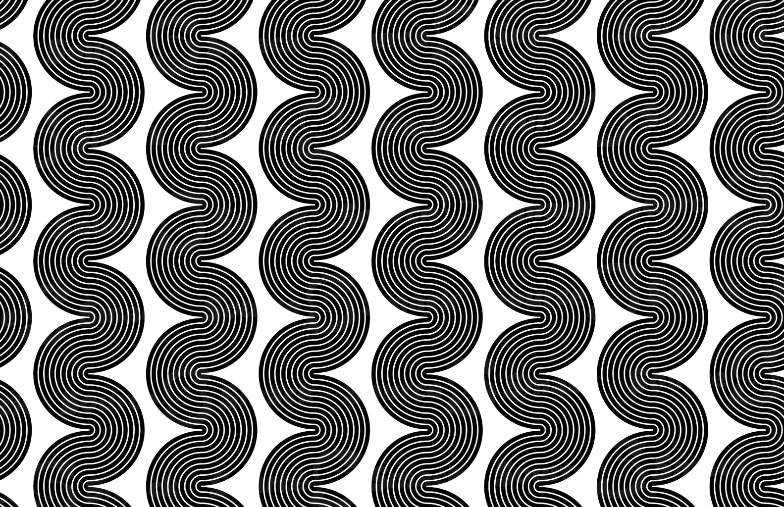 A number of lines collected into a curved wavy pattern