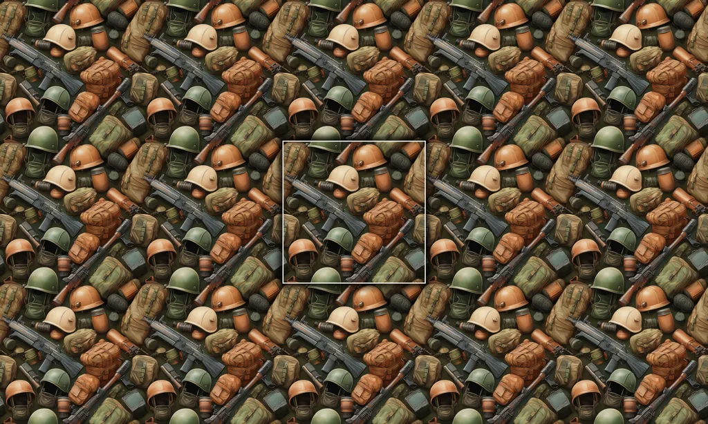 Seamless tile of war objects