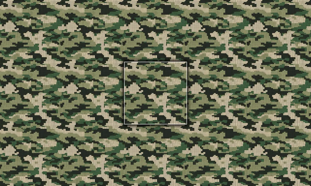 A seamless tile of a camouflage fabric pattern