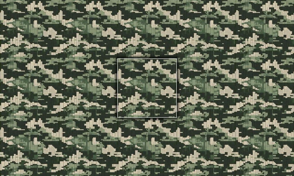 A seamless tile of a camouflage fabric pattern