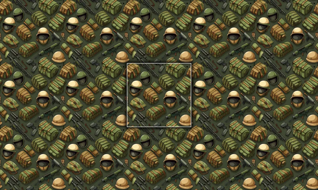 Seamless tile of war objects