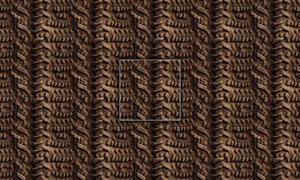 Military machine tracks in dirt tile