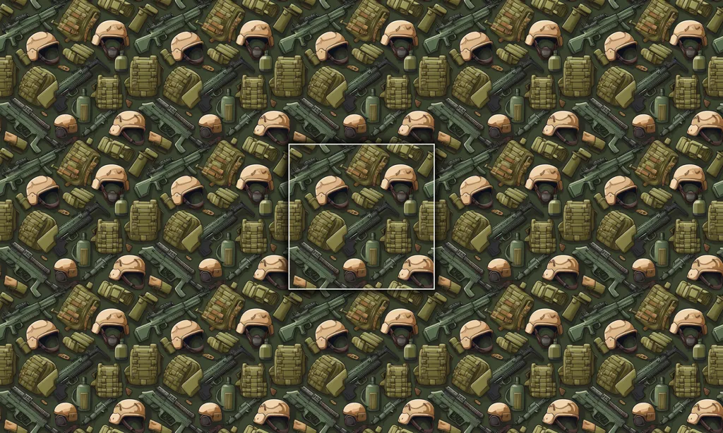 Seamless tile of war objects