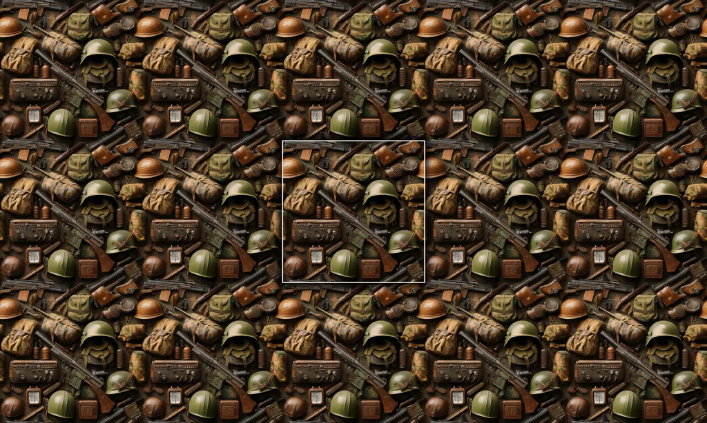 Seamless tile of war objects