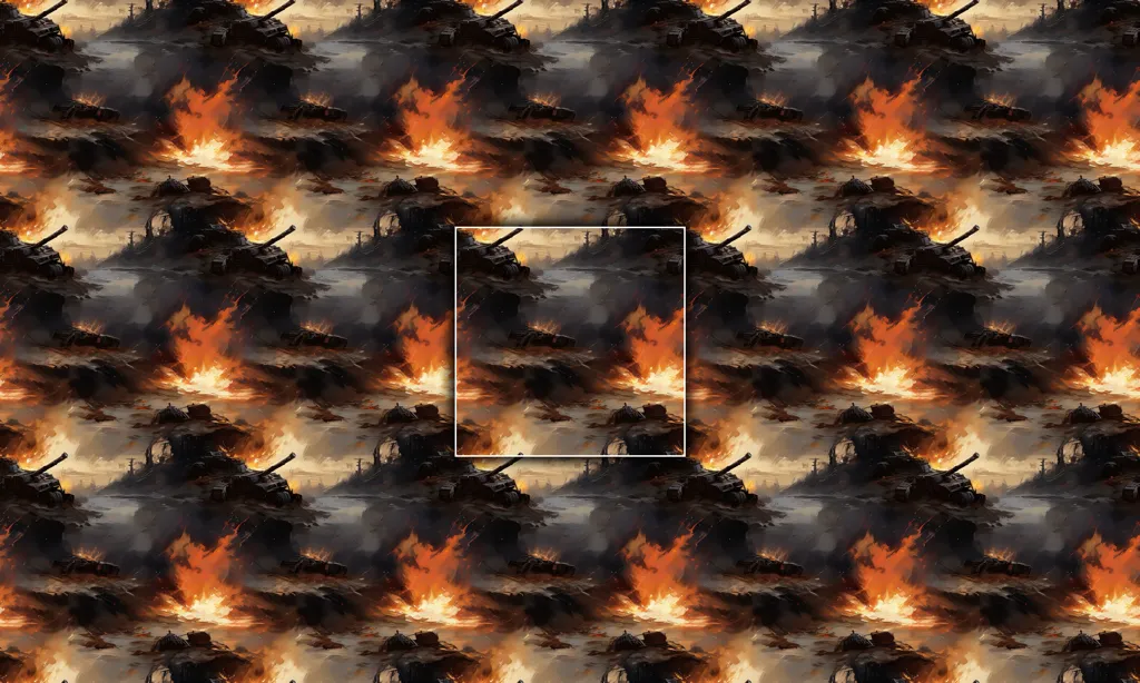 A oil painted war combat seamless tile