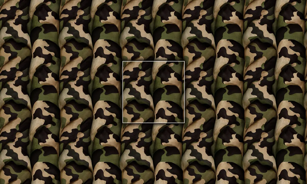 A seamless tile of a camouflage fabric pattern