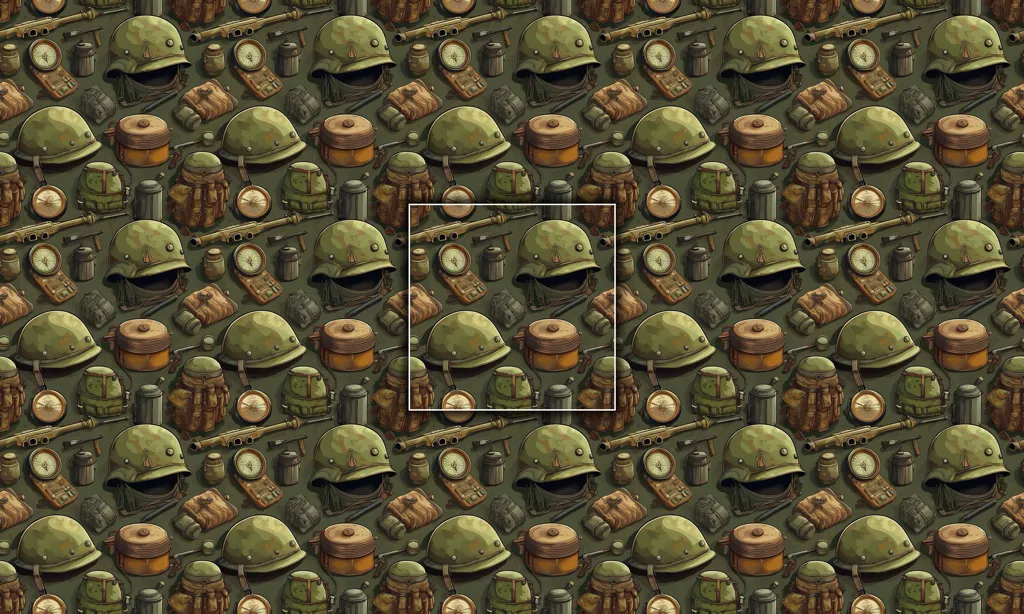Seamless tile of war objects