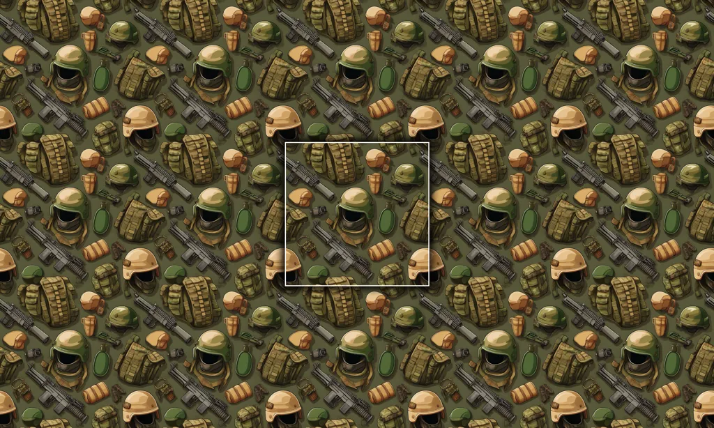 Seamless tile of war objects