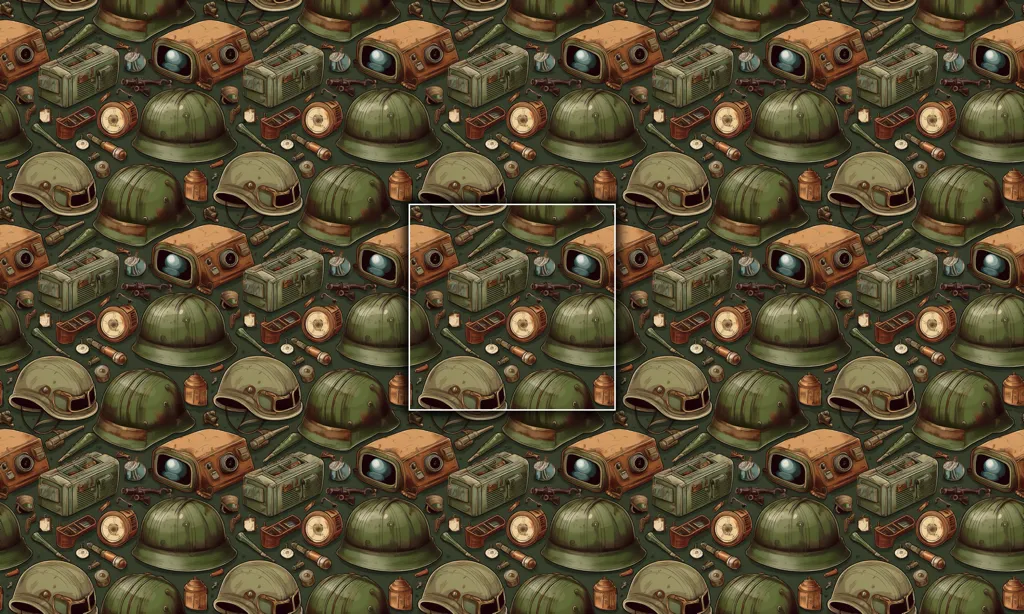 Seamless tile of war objects