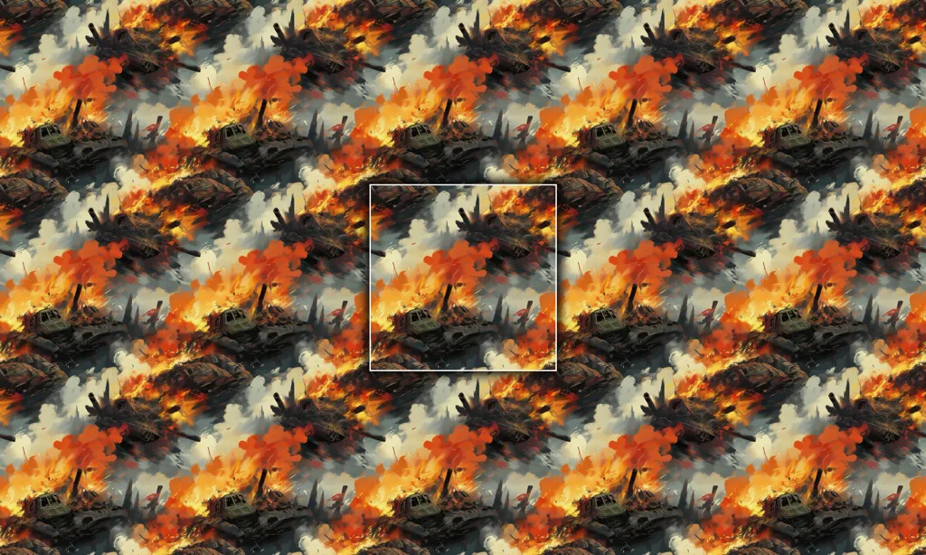 A oil painted war combat seamless tile