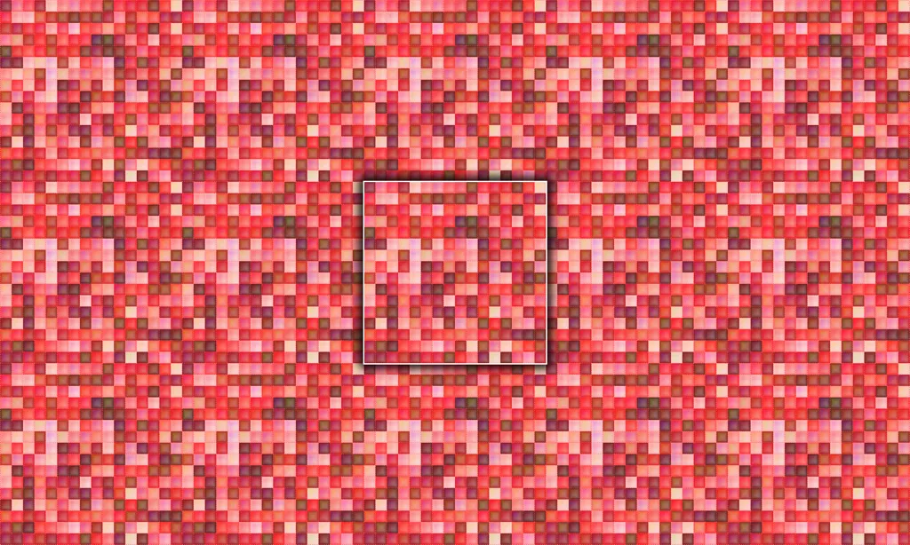 A micro painted pillowed effect stitched together in a monochromatic complementary color palette