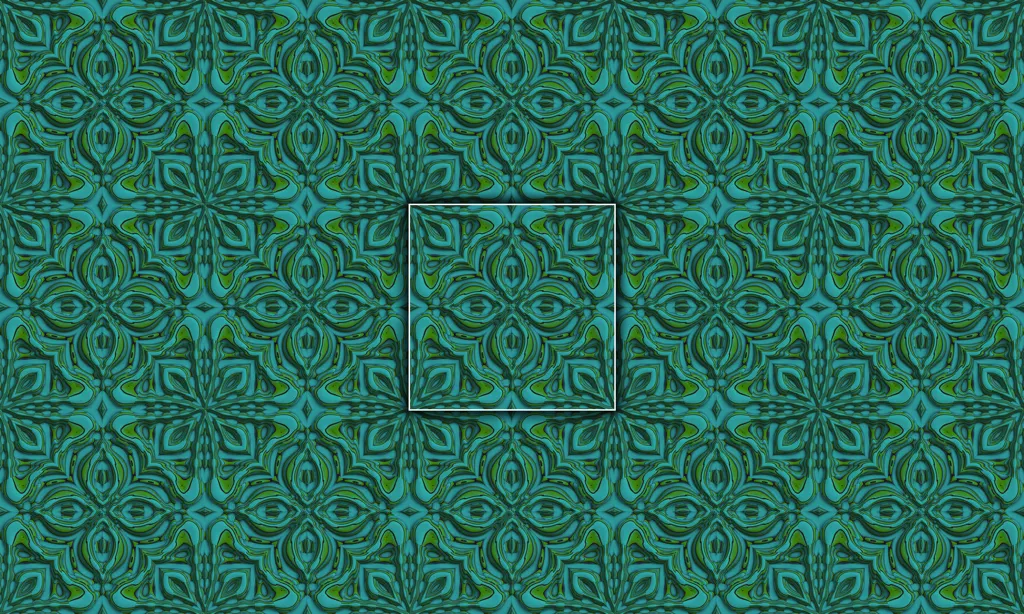 A sharp 3D kaleidoscope pattern sliced into a mirror pattern