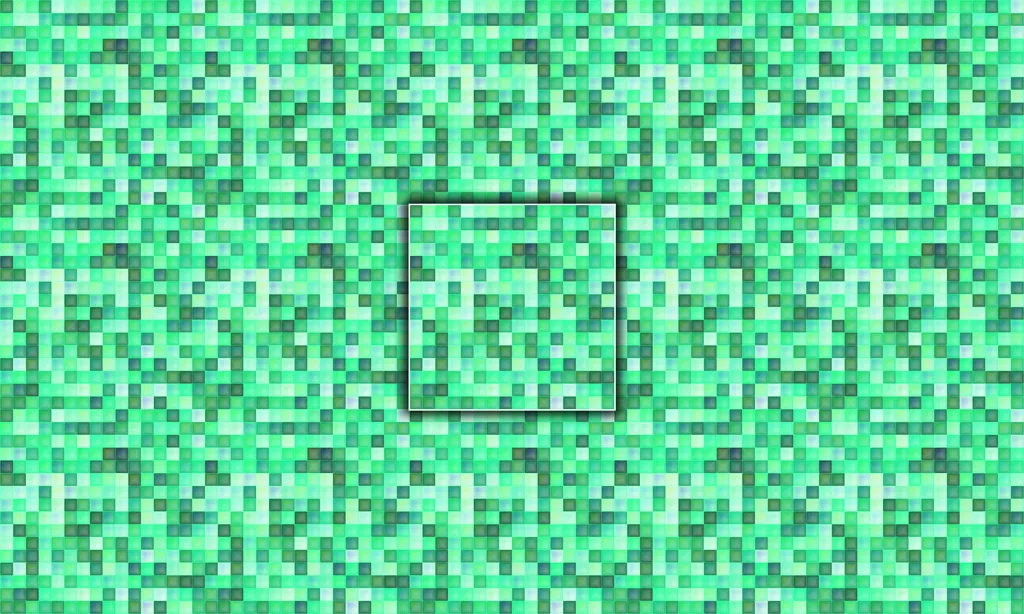 A micro painted pillowed effect stitched together in a monochromatic complementary color palette