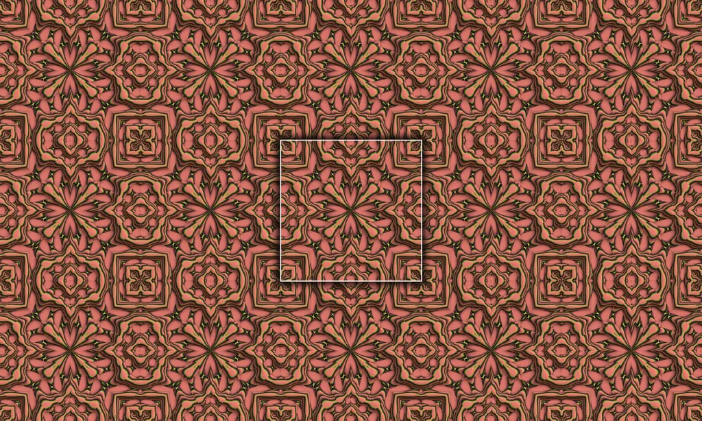 A sharp 3D kaleidoscope pattern sliced into a mirror pattern