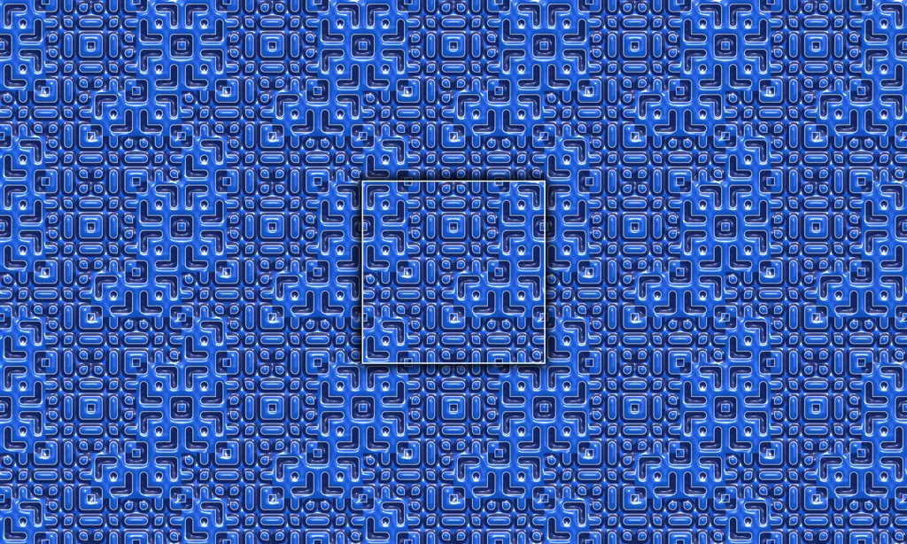 A bright colored 3D alien abstracted character pattern