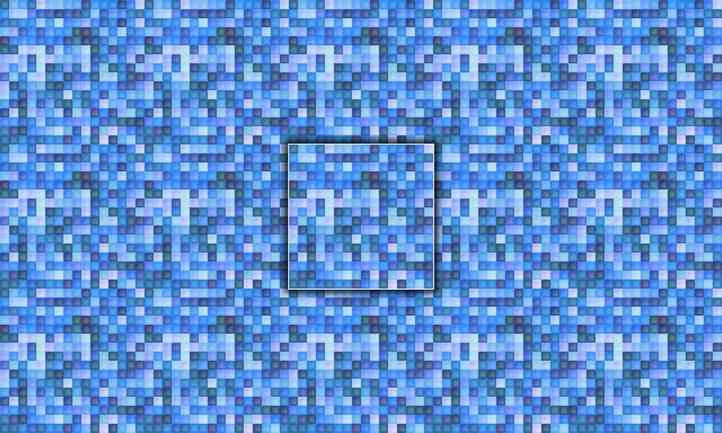 A micro painted pillowed effect stitched together in a monochromatic complementary color palette