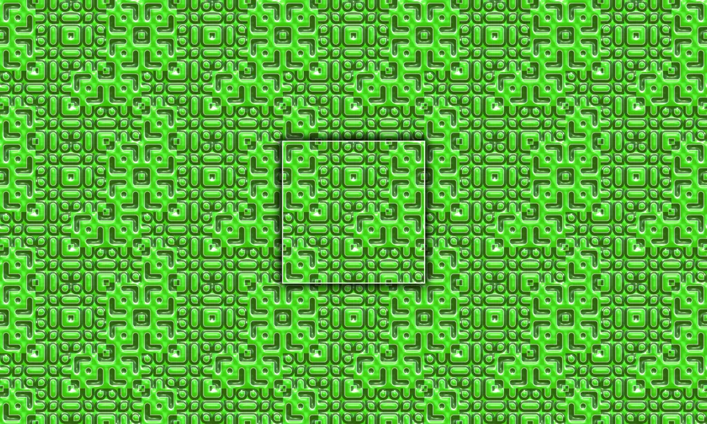 A bright colored 3D alien abstracted character pattern