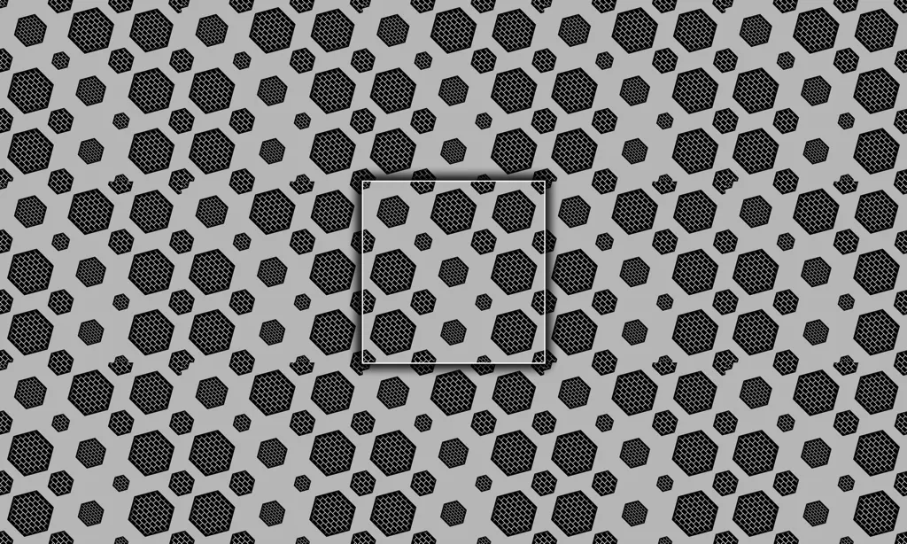 A metal grate plate with a hexagon pattern punched out