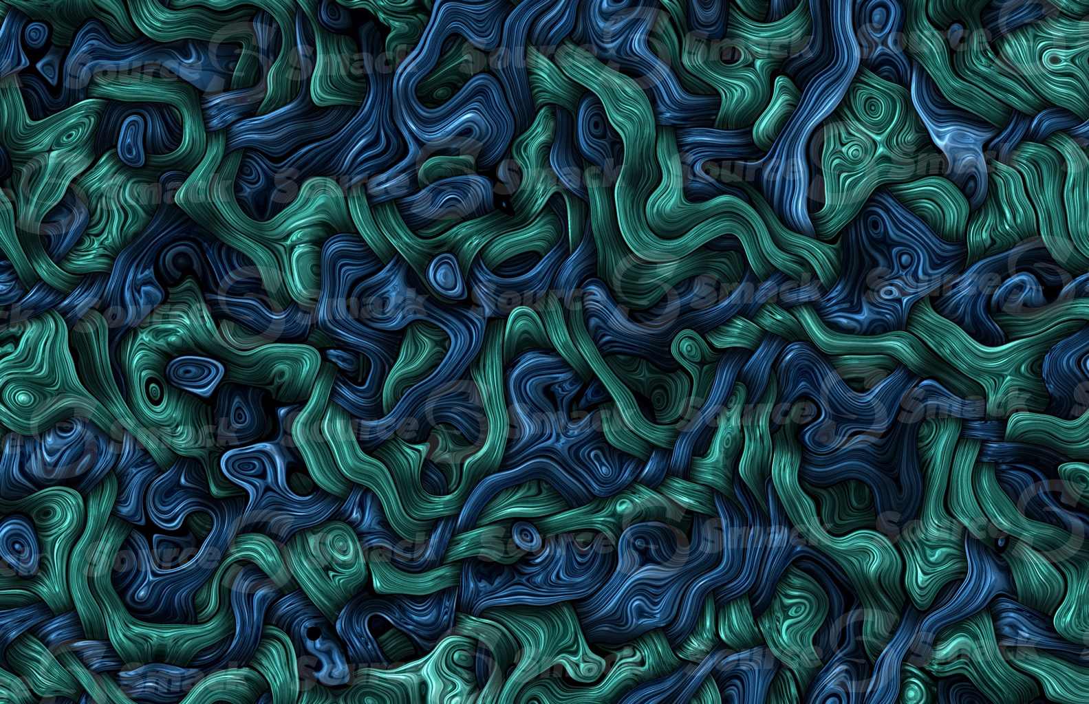 Melted tangled metal background in vibrant liquid blue color