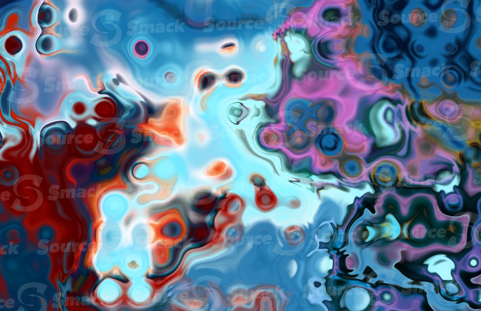 Artistic oil painting spills on canvas