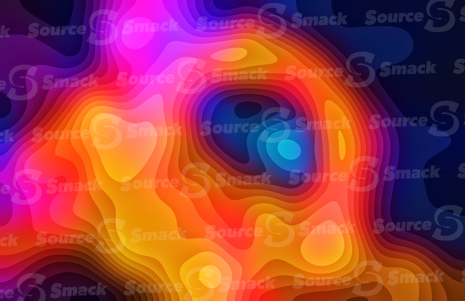 Bright gradient color segmented into layered abstract banded shapes