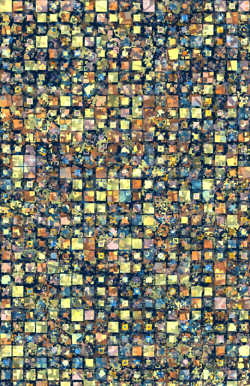 Impressionistic painting effect with offsetting random block pattern