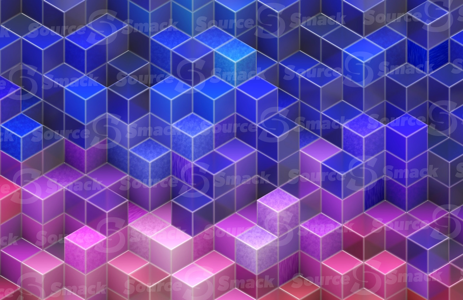3D blue to fusia gradient colored cubed background