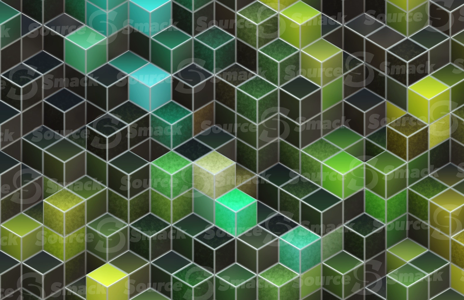 3D green lantern colored cubed background