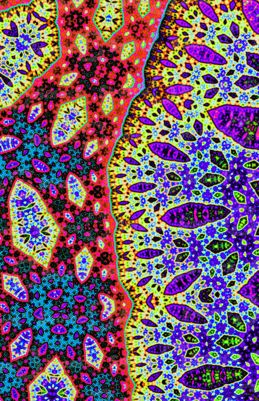 Overexposed felt tip smudged color on geometrical patterns
