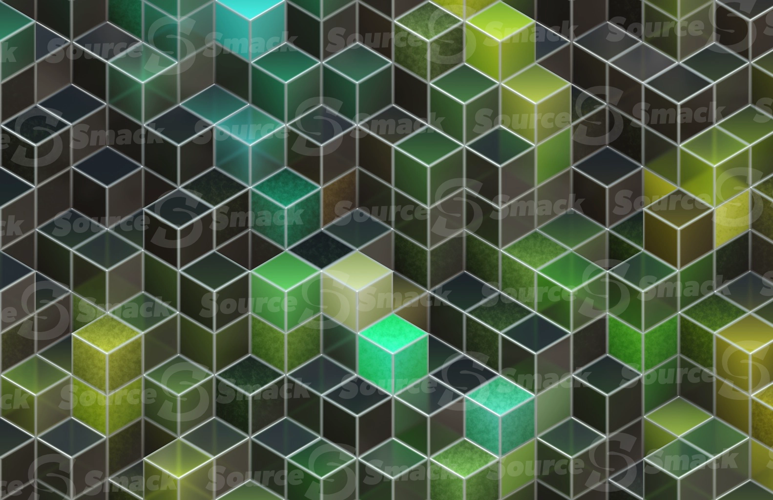 3D green lantern colored cubed background