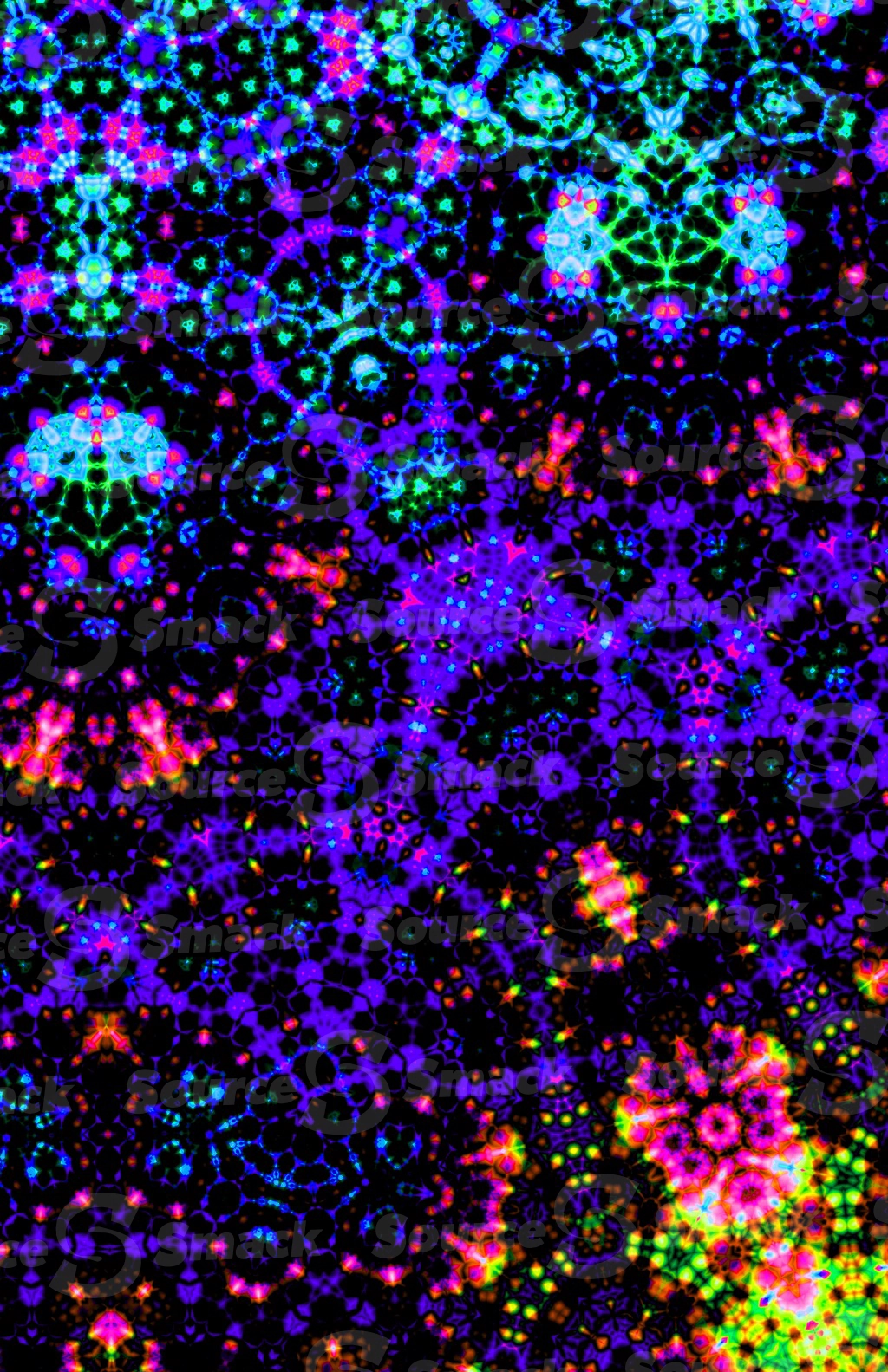 Overexposed felt tip smudged color on geometrical patterns