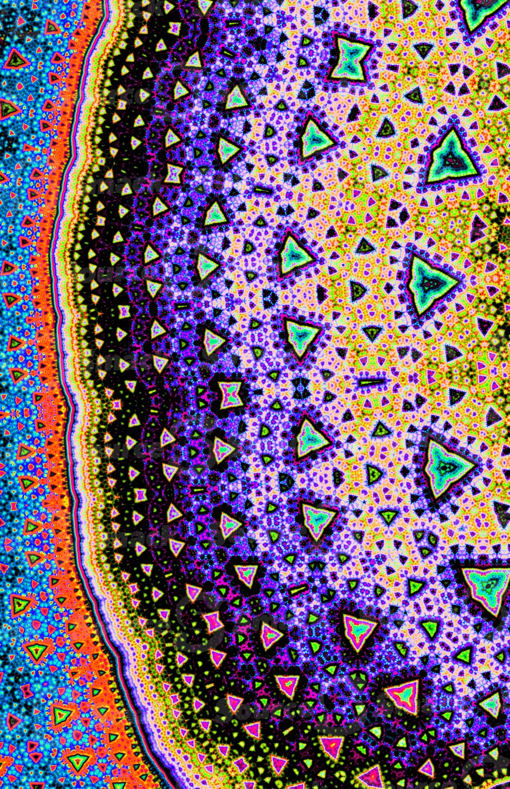 Overexposed felt tip smudged color on geometrical patterns