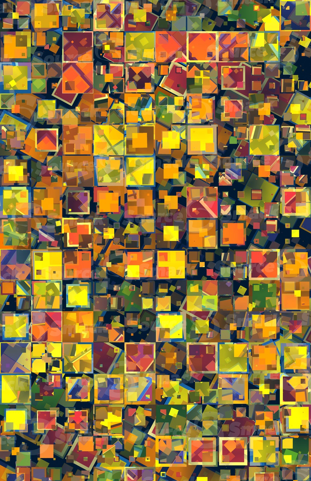 Impressionistic painting effect with offsetting random block pattern