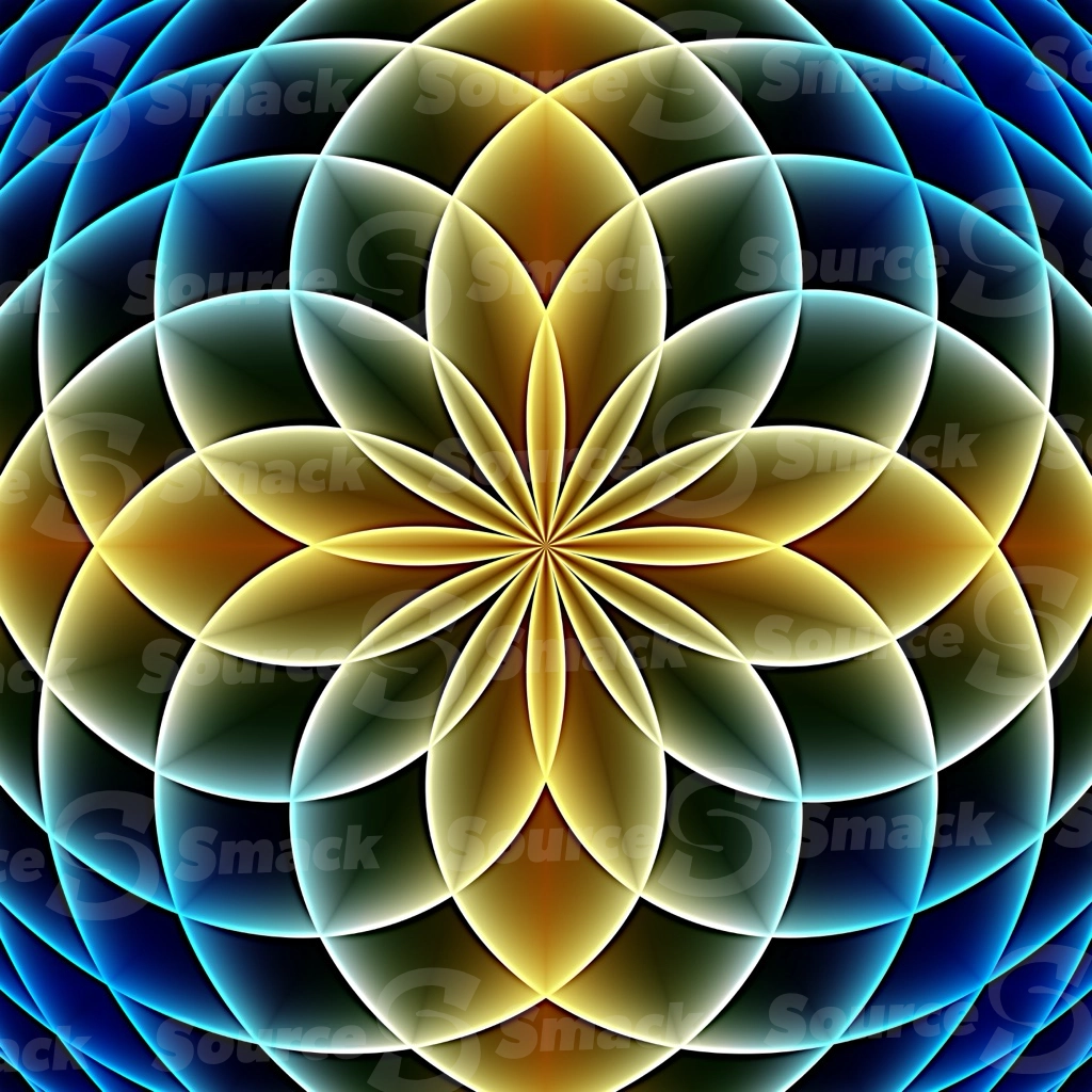 A geometrical intersecting gradual glowing swirl of colors