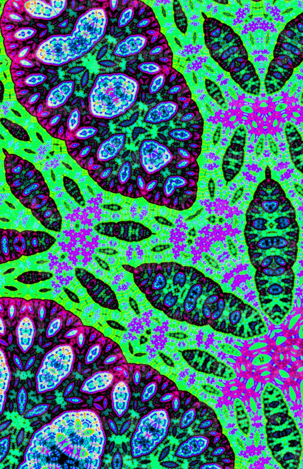 Overexposed felt tip smudged color on geometrical patterns