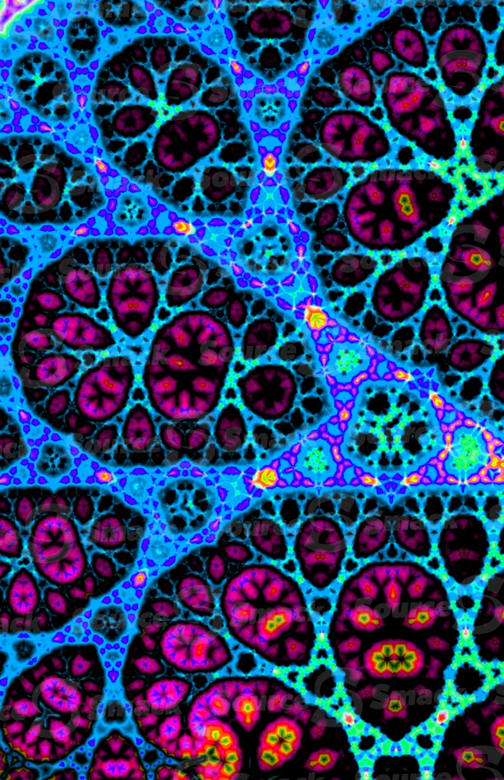 Overexposed felt tip smudged color on geometrical patterns