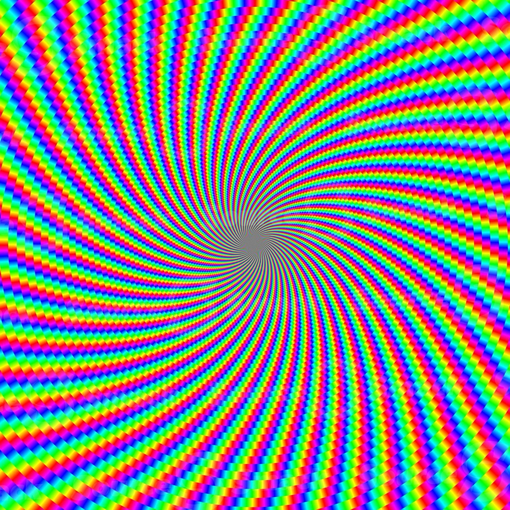 A rainbow of color in a twisted offset segmented tie dye effect