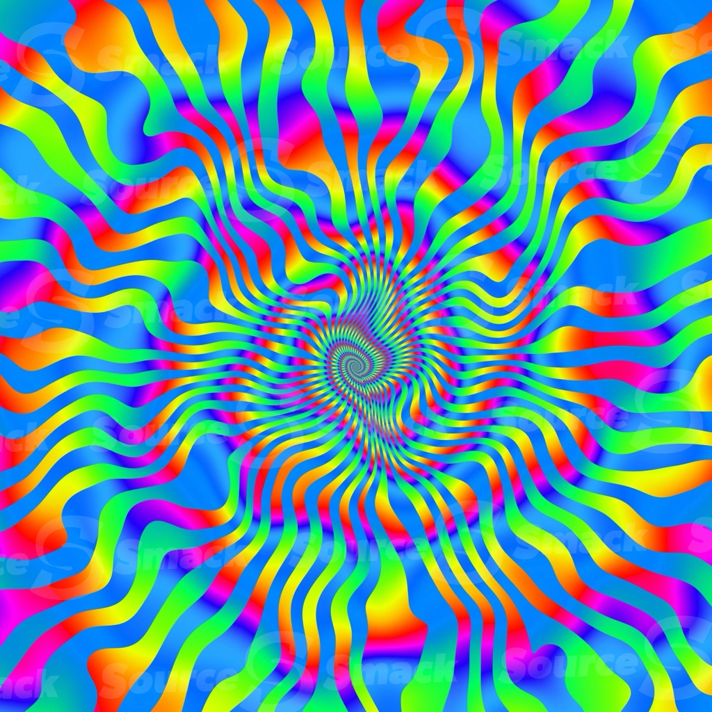 A rainbow of color in a twisted offset segmented tie dye effect
