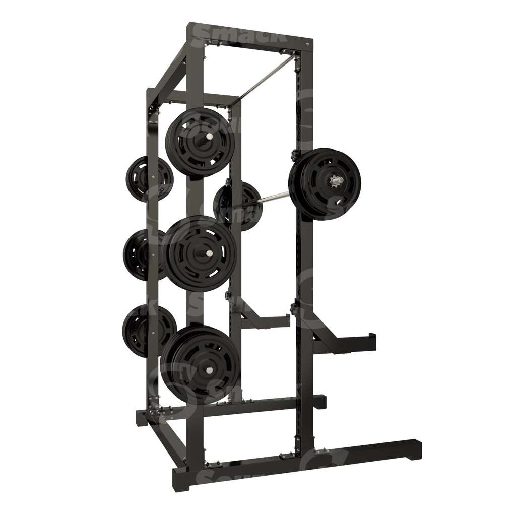 A complete set of dumbbells stored on a dumbbell rack