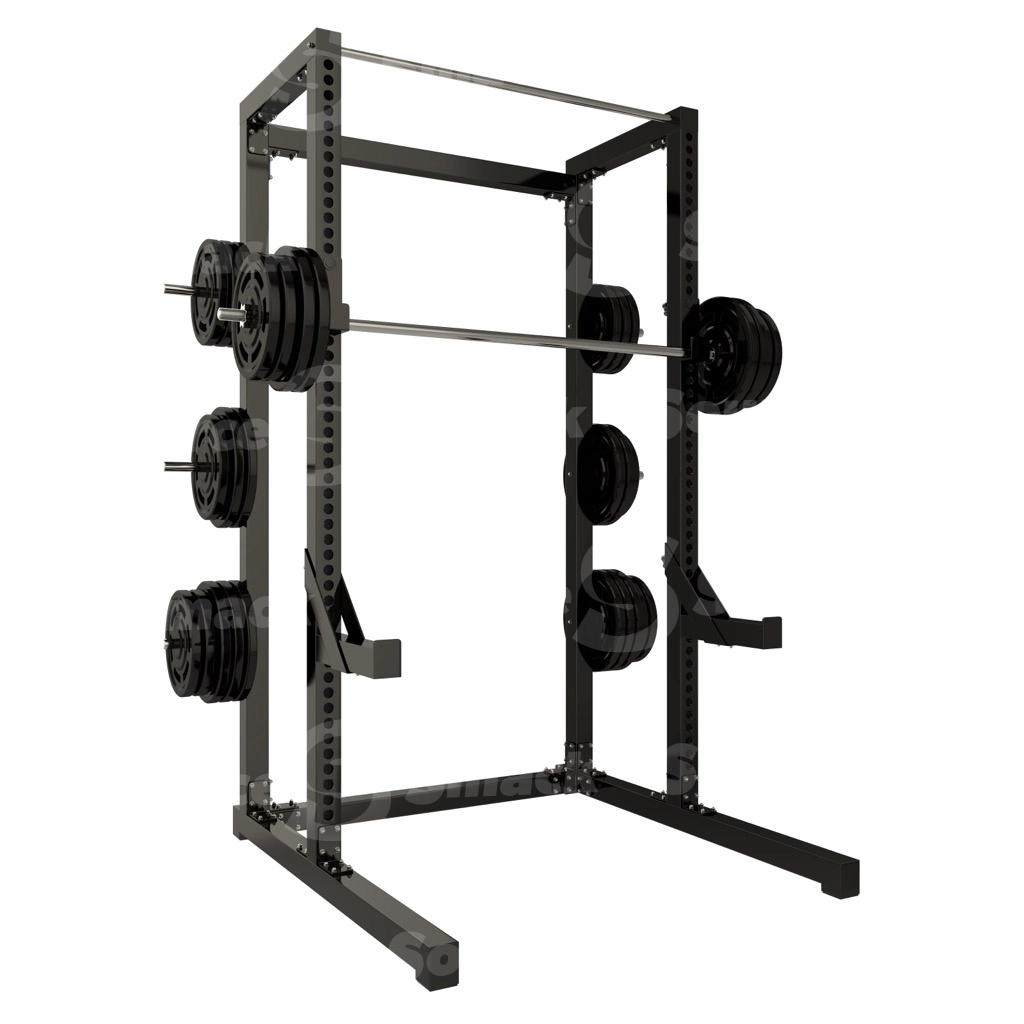 A complete set of dumbbells stored on a dumbbell rack