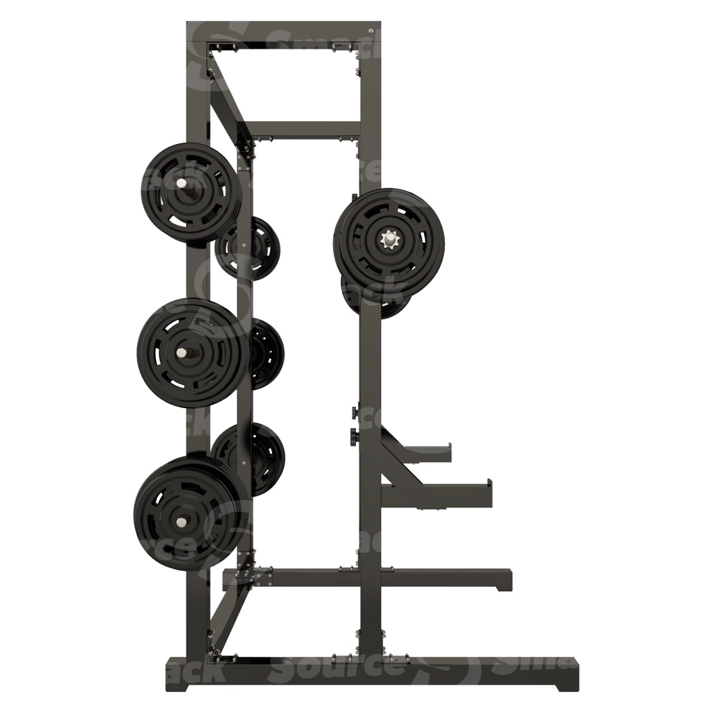 A complete set of dumbbells stored on a dumbbell rack