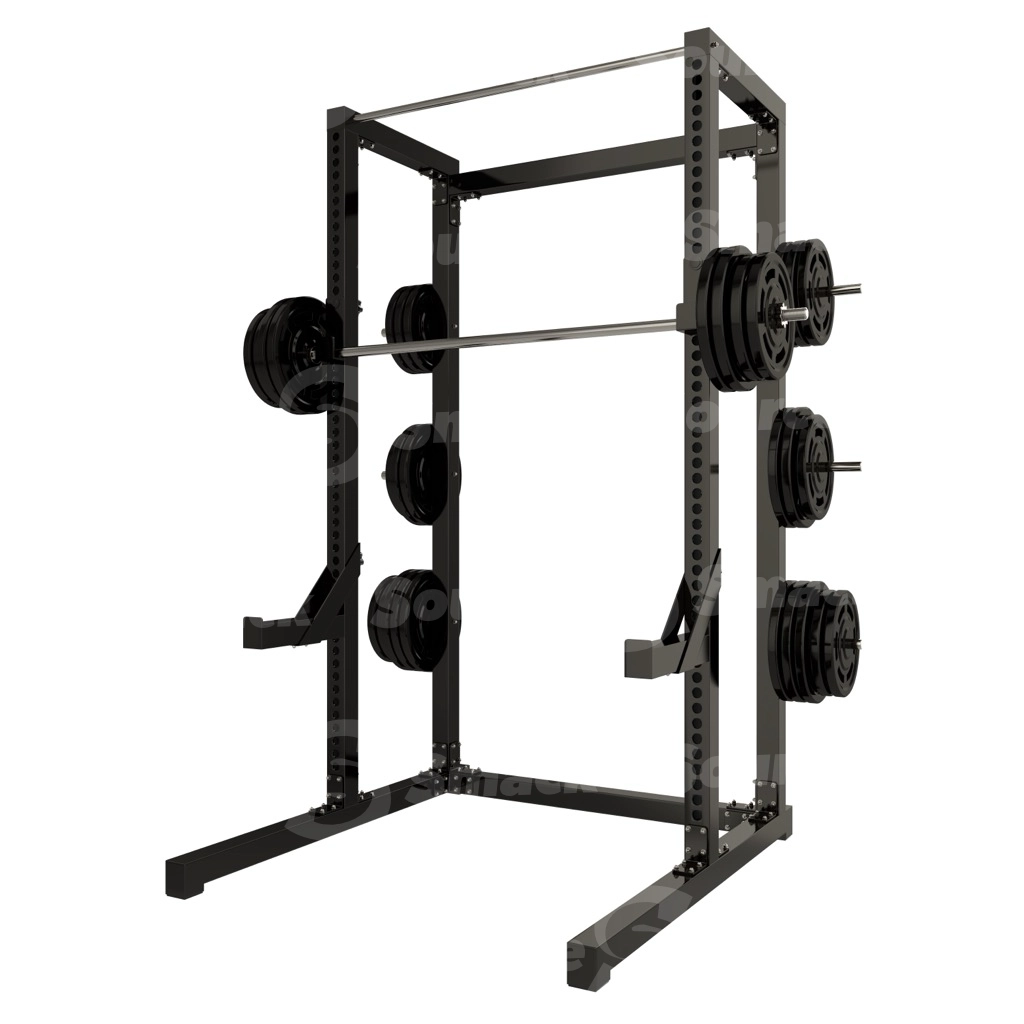 A complete set of dumbbells stored on a dumbbell rack