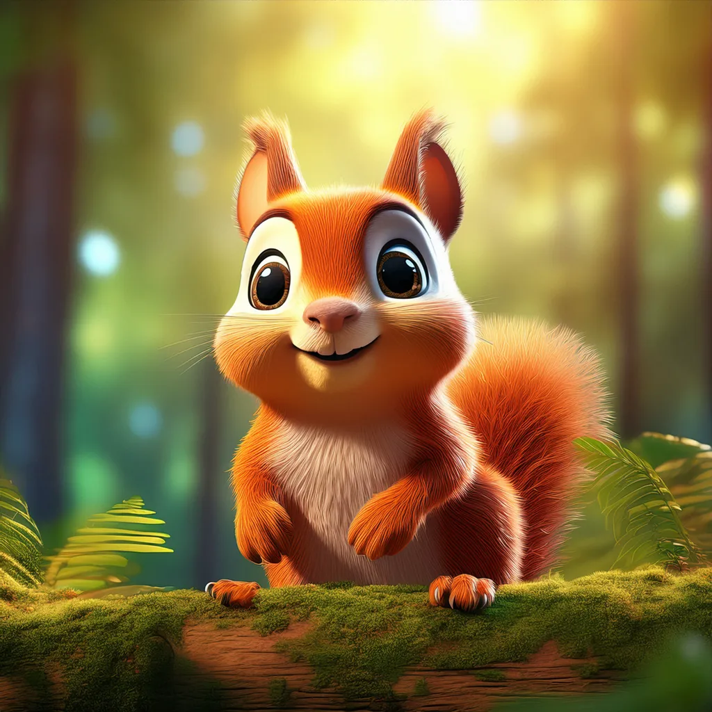 A happy squirrel in a forest