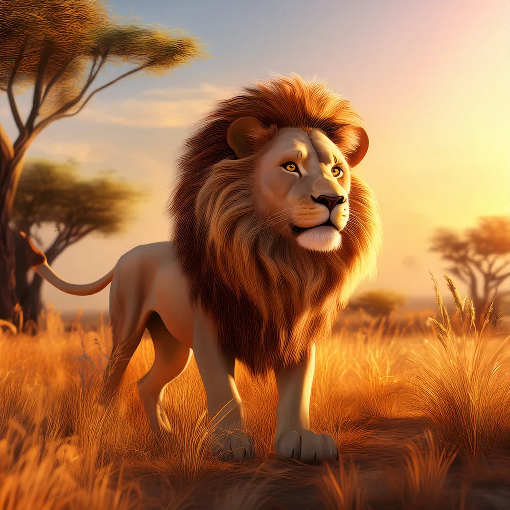 A majestic lion overlooking the savanna