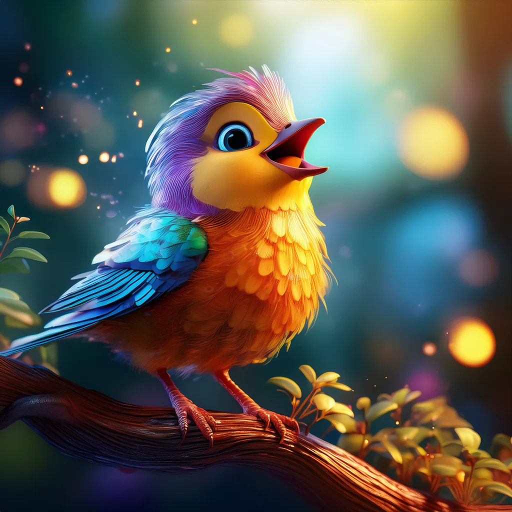 A colorful little bird chirping