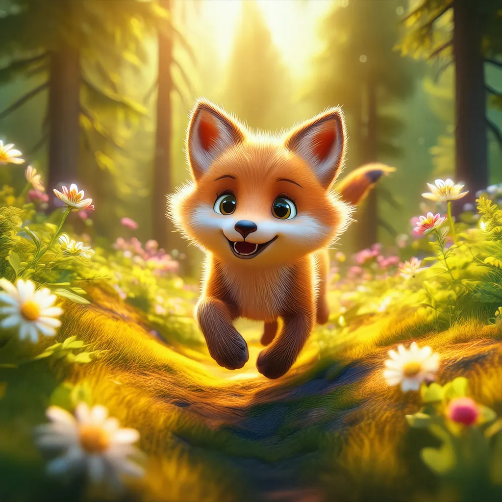 A fox running in the woods