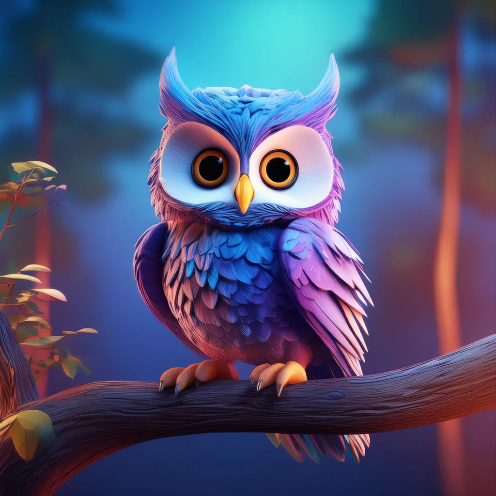 An owl staring while sitting on a tree limb in the evening