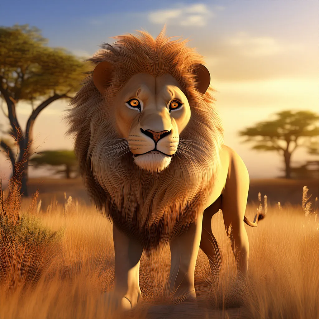 A majestic lion overlooking the savanna